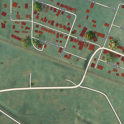 Close-up of the map of Bradenville, Pennsylvania print showing street and building detail