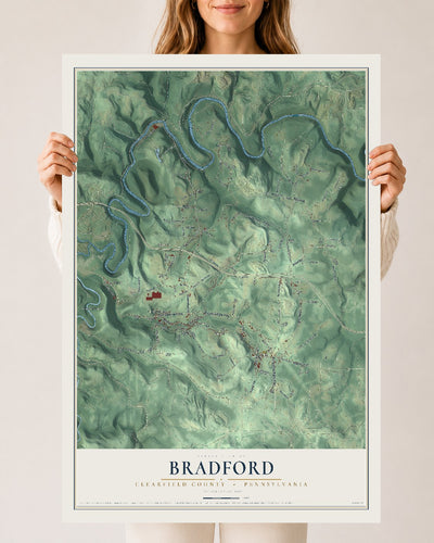 Map of Bradford, Clearfield County, Pennsylvania, 24 x 36 inch unframed archival matte print