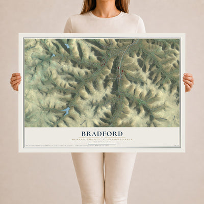 Map of Bradford, McKean County, Pennsylvania, 24 x 36 inch unframed archival matte print