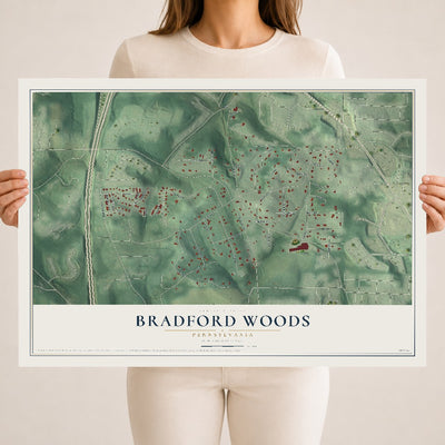 Map of Bradford Woods, Pennsylvania, 18 x 24 inch unframed archival matte print