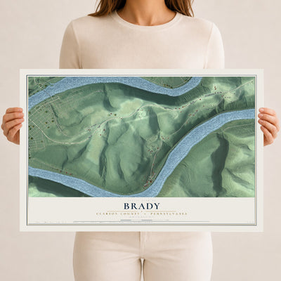 Map of Brady, Clarion County, Pennsylvania, 12 x 18 inch unframed archival matte print