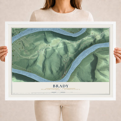 Map of Brady, Clarion County, Pennsylvania, 18 x 24 inch print in a white wood frame