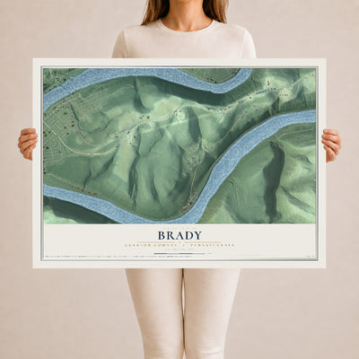 Map of Brady, Clarion County, Pennsylvania, 24 x 36 inch unframed archival matte print