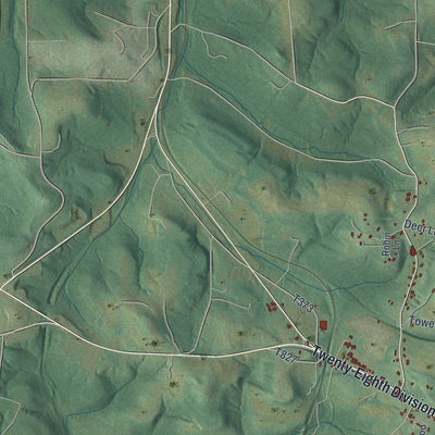Second close-up of the map of Brady, Clearfield County, Pennsylvania print showing more streets and buildings