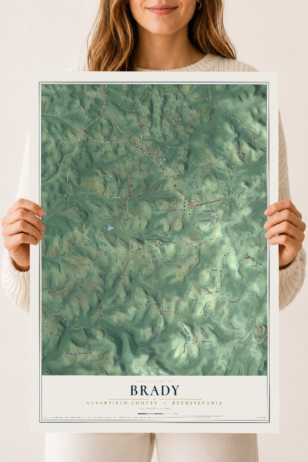 Map of Brady, Clearfield County, Pennsylvania, 18 x 24 inch unframed archival matte print