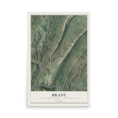 Map of Brady, Huntingdon County, Pennsylvania, 12 x 18 inch unframed archival matte print