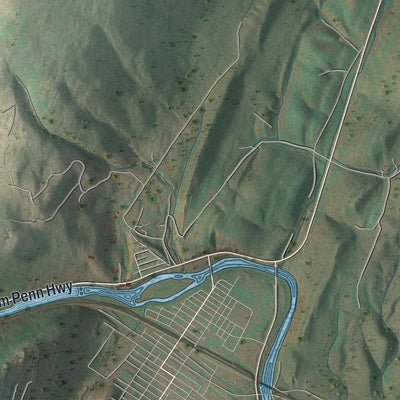 Second close-up of the map of Brady, Huntingdon County, Pennsylvania print showing more streets and buildings
