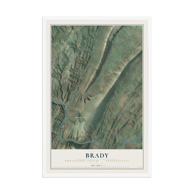 Map of Brady, Huntingdon County, Pennsylvania, 12 x 18 inch print in a white wood frame