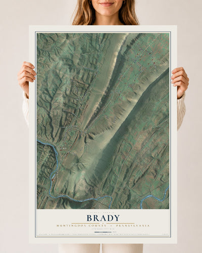 Map of Brady, Huntingdon County, Pennsylvania, 24 x 36 inch unframed archival matte print