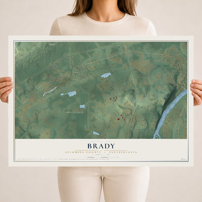 Map of Brady, Lycoming County, Pennsylvania, 18 x 24 inch unframed archival matte print