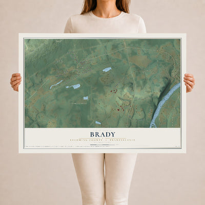 Map of Brady, Lycoming County, Pennsylvania, 24 x 36 inch unframed archival matte print