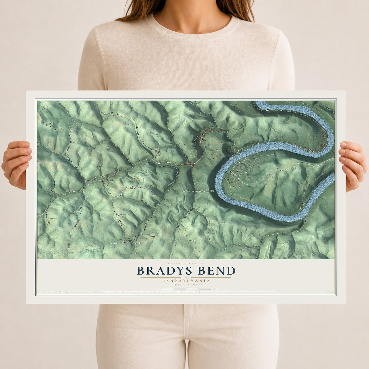 Map of Bradys Bend, Pennsylvania, 12 x 18 inch unframed archival matte print