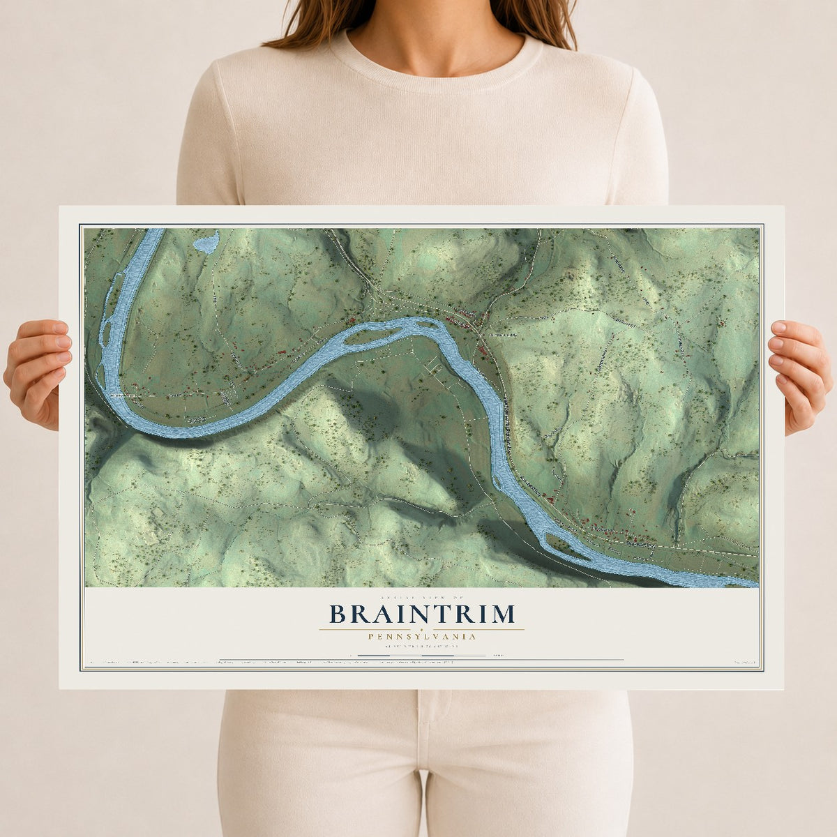 Map of Braintrim, Pennsylvania, 12 x 18 inch unframed archival matte print