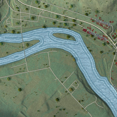 Close-up of the map of Braintrim, Pennsylvania print showing street and building detail