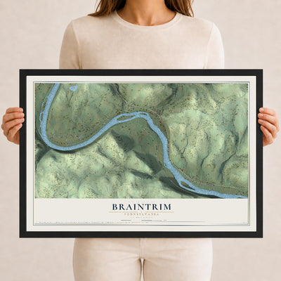 Map of Braintrim, Pennsylvania, 12 x 18 inch print in a black wood frame