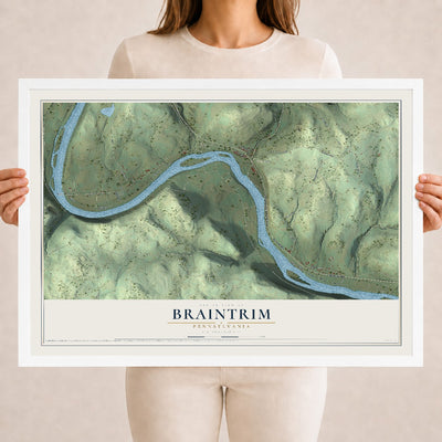 Map of Braintrim, Pennsylvania, 18 x 24 inch print in a white wood frame