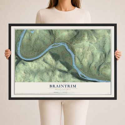 Map of Braintrim, Pennsylvania, 24 x 36 inch print in a black wood frame