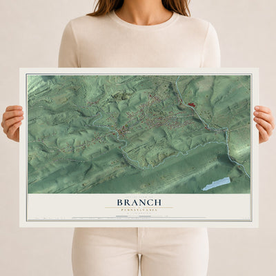 Map of Branch, Pennsylvania, 12 x 18 inch unframed archival matte print