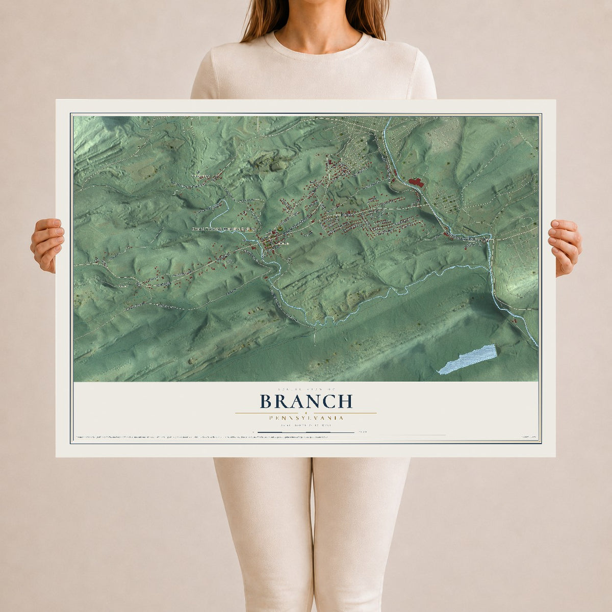 Map of Branch, Pennsylvania, 24 x 36 inch unframed archival matte print