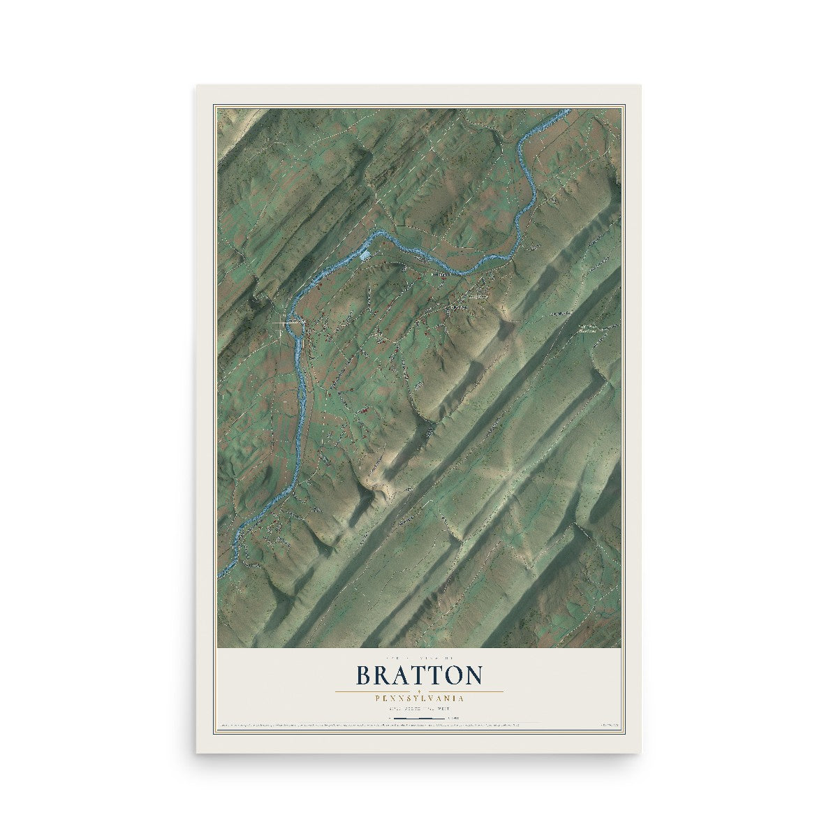 Map of Bratton, Pennsylvania, 12 x 18 inch unframed archival matte print
