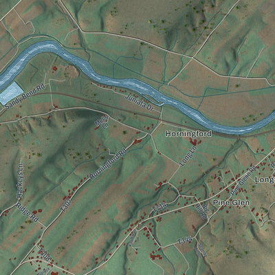 Close-up of the map of Bratton, Pennsylvania print showing street and building detail