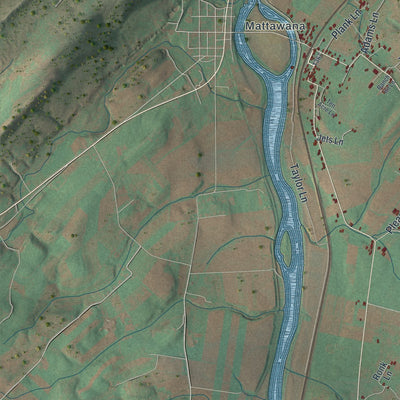 Second close-up of the map of Bratton, Pennsylvania print showing more streets and buildings