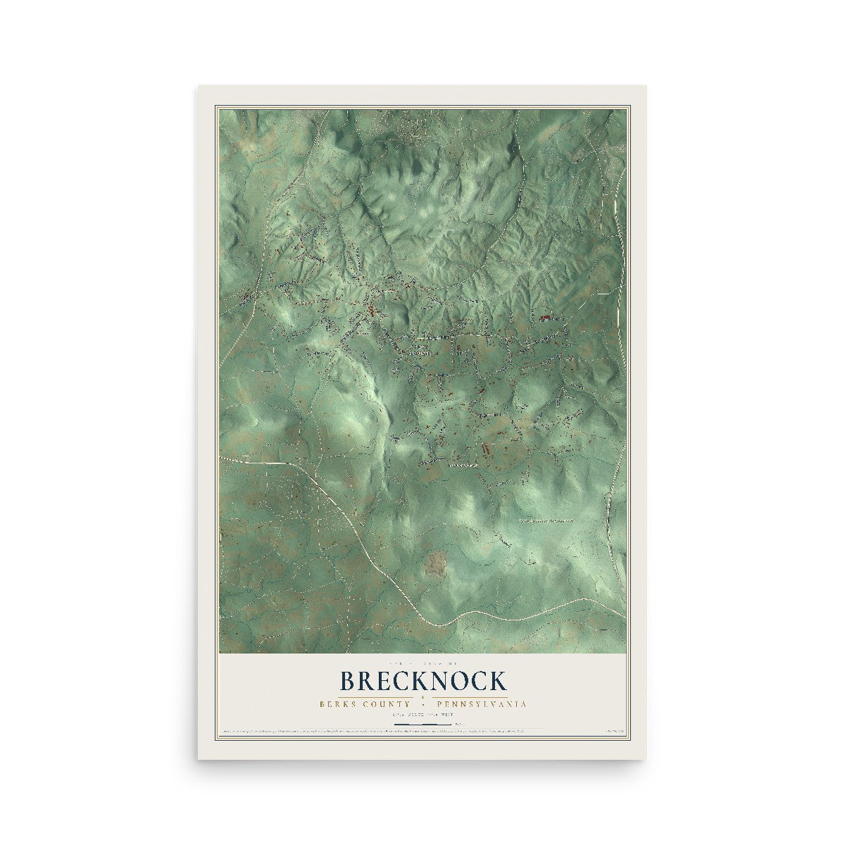 Map of Brecknock, Berks County, Pennsylvania, 12 x 18 inch unframed archival matte print