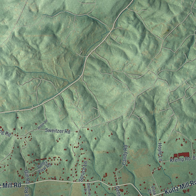 Second close-up of the map of Brecknock, Berks County, Pennsylvania print showing more streets and buildings