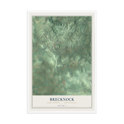 Map of Brecknock, Berks County, Pennsylvania, 12 x 18 inch print in a white wood frame