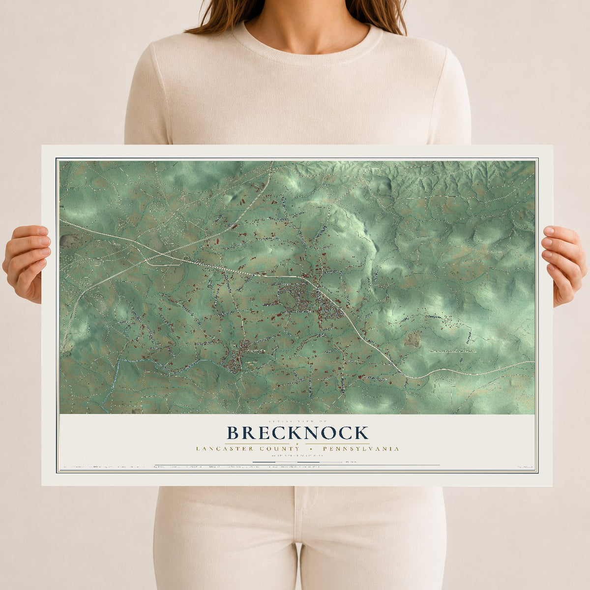 Map of Brecknock, Lancaster County, Pennsylvania, 12 x 18 inch unframed archival matte print