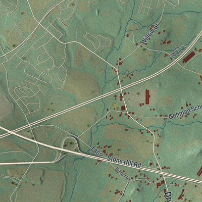 Second close-up of the map of Brecknock, Lancaster County, Pennsylvania print showing more streets and buildings