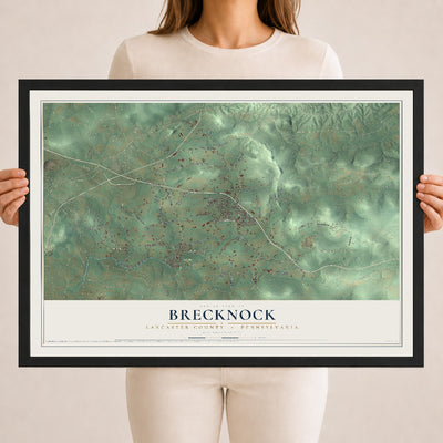 Map of Brecknock, Lancaster County, Pennsylvania, 18 x 24 inch print in a black wood frame