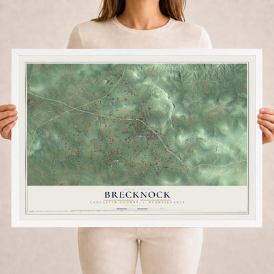 Map of Brecknock, Lancaster County, Pennsylvania, 18 x 24 inch print in a white wood frame