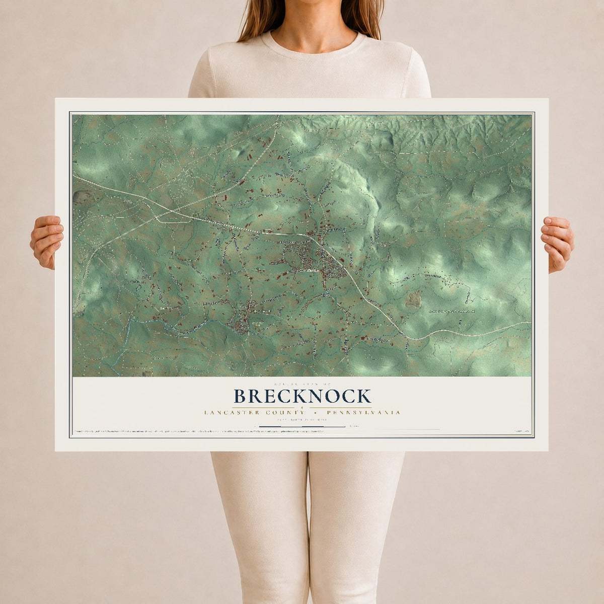 Map of Brecknock, Lancaster County, Pennsylvania, 24 x 36 inch unframed archival matte print