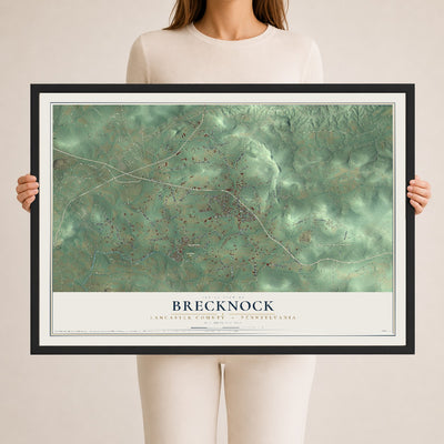 Map of Brecknock, Lancaster County, Pennsylvania, 24 x 36 inch print in a black wood frame