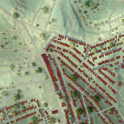 Second close-up of the map of Brentwood, Pennsylvania print showing more streets and buildings