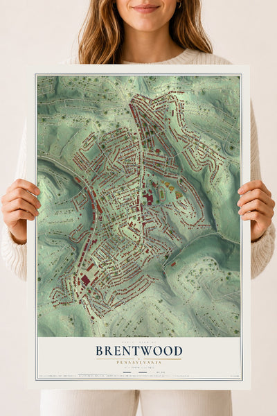 Map of Brentwood, Pennsylvania, 18 x 24 inch unframed archival matte print