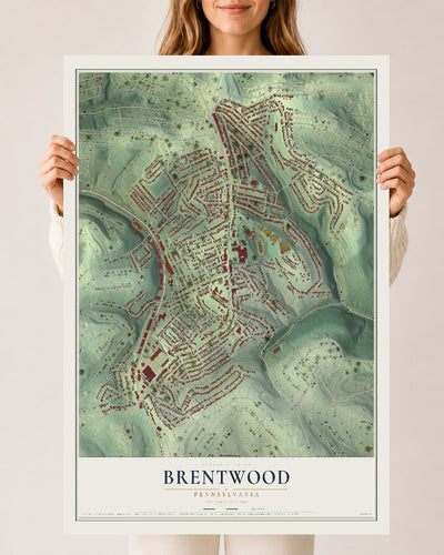 Map of Brentwood, Pennsylvania, 24 x 36 inch unframed archival matte print