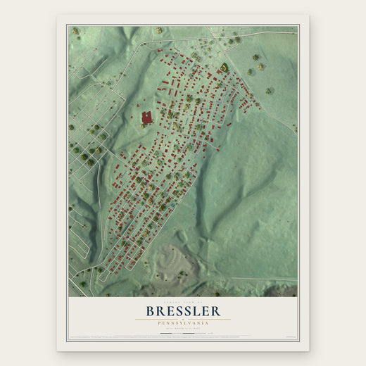 Bressler, Pennsylvania map print, the full design