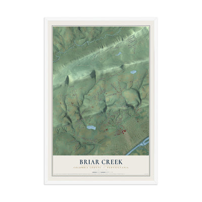 Map of Briar Creek, Columbia County, Pennsylvania, 12 x 18 inch print in a white wood frame