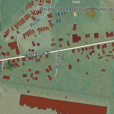Close-up of the map of the Borough of Briar Creek, Columbia County, Pennsylvania print showing street and building detail