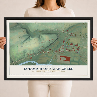 Map of the Borough of Briar Creek, Columbia County, Pennsylvania, 18 x 24 inch print in a black wood frame
