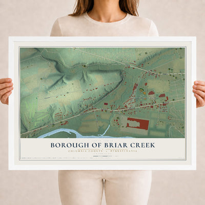 Map of the Borough of Briar Creek, Columbia County, Pennsylvania, 18 x 24 inch print in a white wood frame