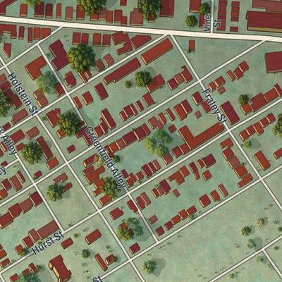 Second close-up of the map of Bridgeport, Pennsylvania print showing more streets and buildings