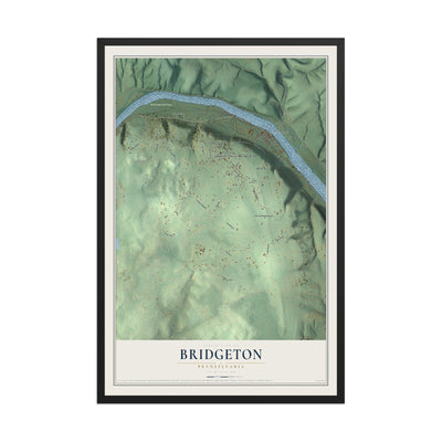 Map of Bridgeton, Pennsylvania, 12 x 18 inch print in a black wood frame