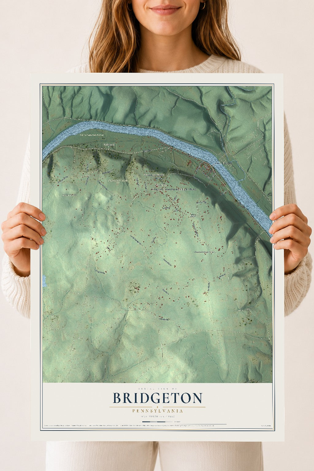 Map of Bridgeton, Pennsylvania, 18 x 24 inch unframed archival matte print