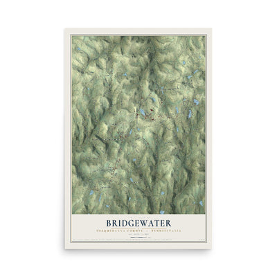 Map of Bridgewater, Susquehanna County, Pennsylvania, 12 x 18 inch unframed archival matte print