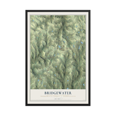 Map of Bridgewater, Susquehanna County, Pennsylvania, 12 x 18 inch print in a black wood frame