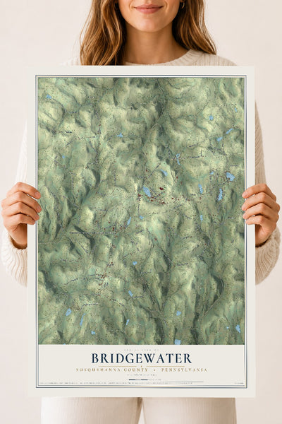 Map of Bridgewater, Susquehanna County, Pennsylvania, 18 x 24 inch unframed archival matte print