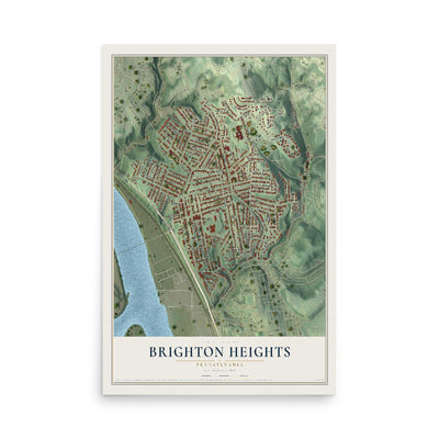 Map of Brighton Heights, Pennsylvania, 12 x 18 inch unframed archival matte print